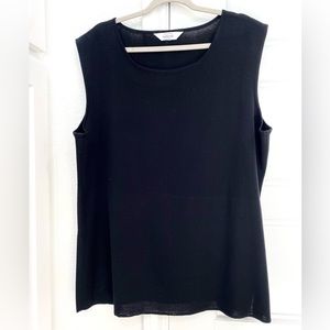 Misook Black Sleeveless Acrylic Top With Side Splits Sophisicated Classy XXL